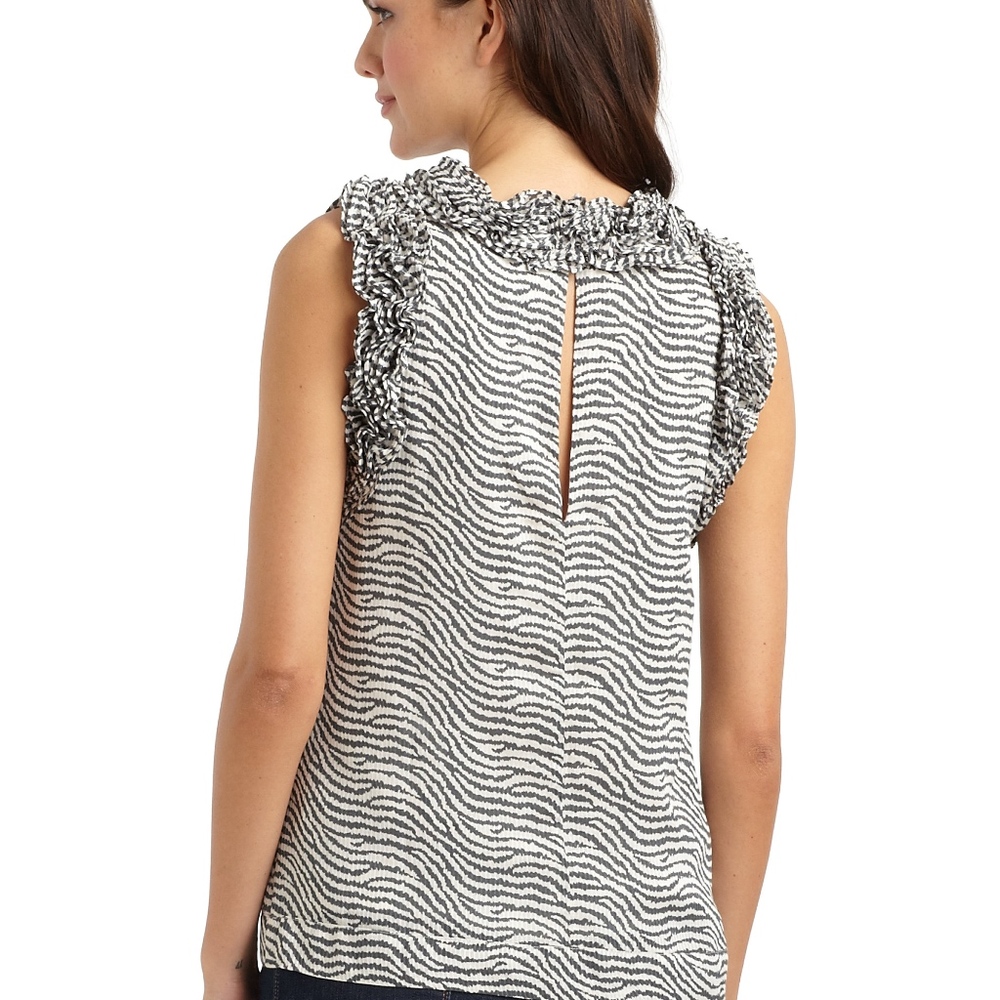 French Connection Sleeveless Gray Print Swing Top - Picture 2 of 8